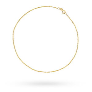 Bransoletka złota na nogę - splot singapure podwójnie skręcony diamentowany