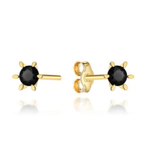Kolczyki złote z czarnym kamieniem w sześciu łapkach