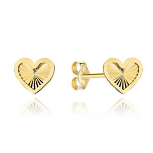 Kolczyki złote diamentowane serduszka w gładkiej oprawie