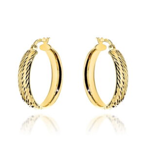 Kolczyki złote koła diamentowane szerokie