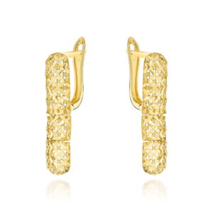 Kolczyki złote diamentowane ażurowe pałeczki