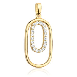 Zawieszka złota dwa owale i cyrkonie