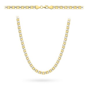 Naszyjnik złoty z kolekcji "PIATTO" w dwóch kolorach złota zdobiony diamentowaniem