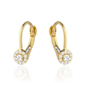 Kolczyki kwiatek z cyrkonii w złotym kole