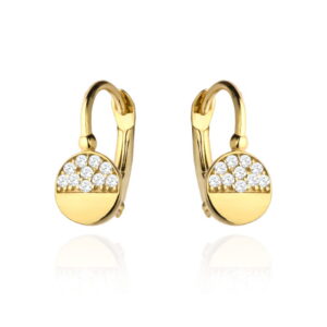 Kolczyki pełne kółko pół złote pół cyrkonia