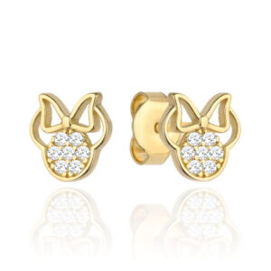 Kolczyki złota myszka z kokardą i cyrkoniami