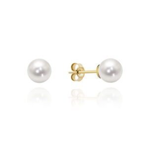 Kolczyki złote z perłą na sztyfcie