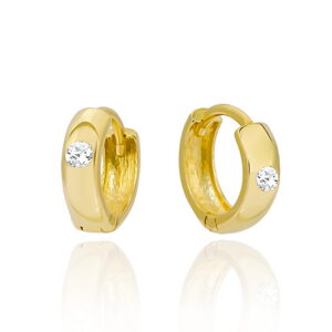 Kolczyki złote kółeczka z cyrkonią na środku