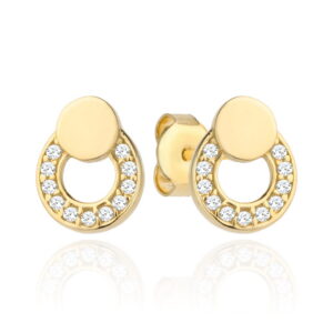 Kolczyki złote kółko i ring wysadzany cyrkoniami