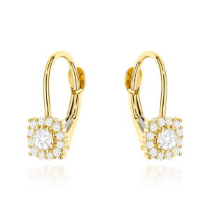 Kolczyki złote zdobione cyrkoniami na angielskim zapięciu