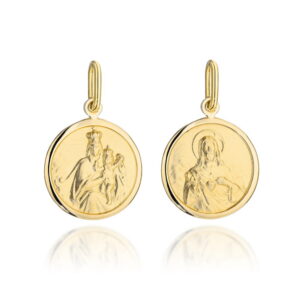 Medalik złoty szkaplerz w okręgu