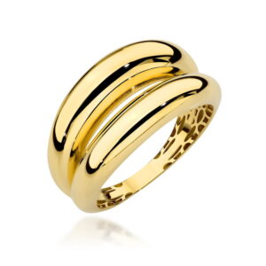Pierścionek złoty elegancki z podwójną szyną