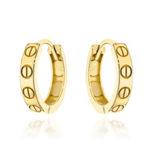 Kolczyki złote kółeczka ze zdobieniem