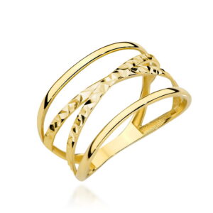 Pierścionek złoty diamentowany X