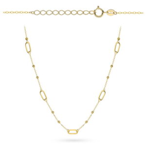 Naszyjnik złoty diamentowane kulki i ogniwa