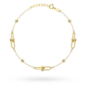 Bransoletka złota splecione ogniwa z diamentowanymi kulkami