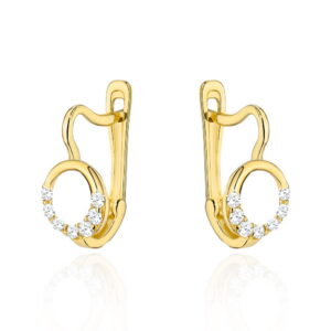 Kolczyki złote kółeczka z cyrkoniami na dole