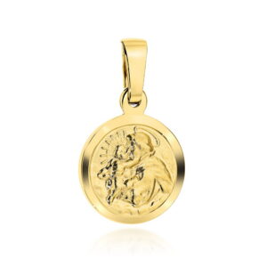 Medalik złoty święty Józef z dzieciątkiem