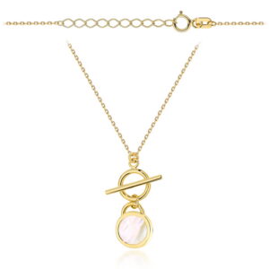 Naszyjnik złoty kółeczko i masa perłowa