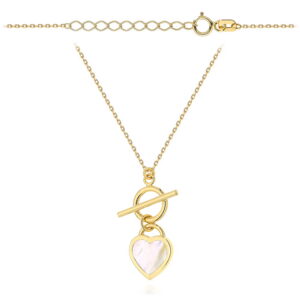 Naszyjnik złoty serce i masa perłowa