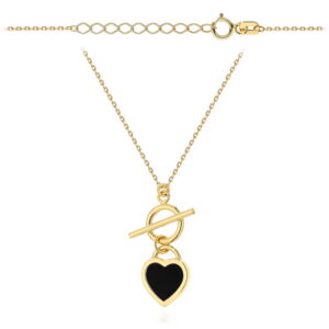 Naszyjnik złoty serduszko z czarnym kamieniem