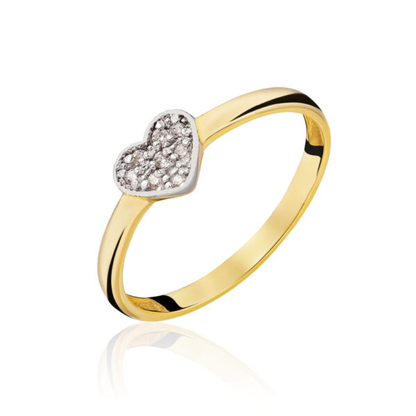 Pierścionek złoty z sercem z cyrkonii