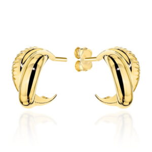 Kolczyki złote zakręcane szerokie na sztyfcie