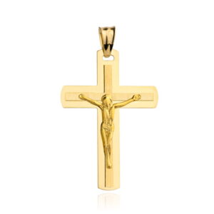 Krzyżyk złoty z Jezusem delikatnie zaokrąglony