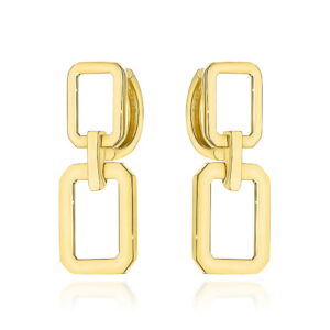 Kolczyki złote prostokąty na kreolu