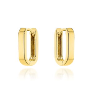 Kolczyki złote zaokrąglone prostokąty na angielskim zapięciu