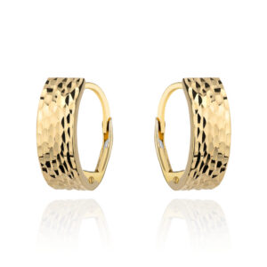 Kolczyki złote prostokątne zdobione diamentowaniem