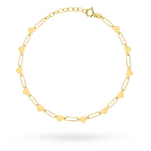 Bransoletka złota podłużne ogniwa i serduszka na nogę