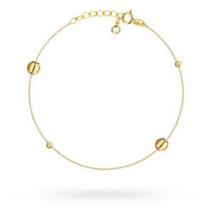 Bransoletka złota duże i małe gładkie kulki na nogę