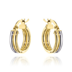 Kolczyki złote podwójne kółeczka w dwóch kolorach złota