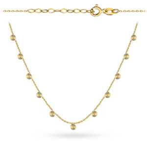 Naszyjnik złoty z diamentowanymi kółeczkami 39+3 cm