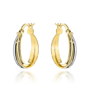 Kolczyki złote kółka dwa kolory złota na angielskim zapięciu