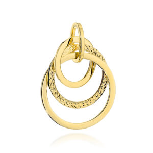 Zawieszka złota splecione kółka z diamentowanym zdobieniem
