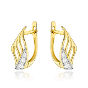 Kolczyki złote skrzydła zdobione cyrkoniami