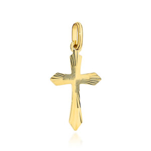 Krzyżyk złoty jednostronnie diamentowany