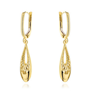 Kolczyki złote wiszące łezki z ażurem