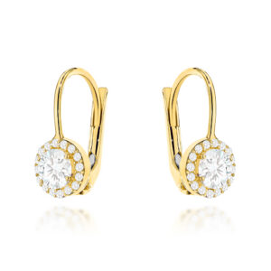 Kolczyki złote z centralną cyrkonią w oprawie mniejszych