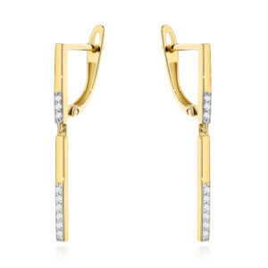 Kolczyki złote pręcik z cyrkoniami na angielskim zapięciu