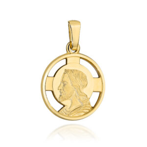 Medalik złoty okrągły wizerunek Jezusa duży