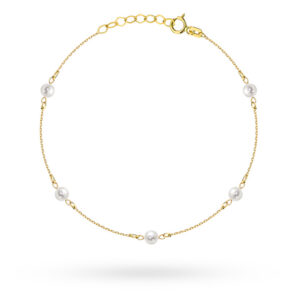 Bransoletka złota z perłami