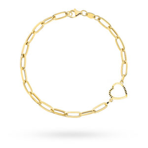 Bransoletka złota długie ogniwa i diamentowane serce