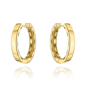 Kolczyki złote kółka gładkie wewnętrznie zdobione ażurem