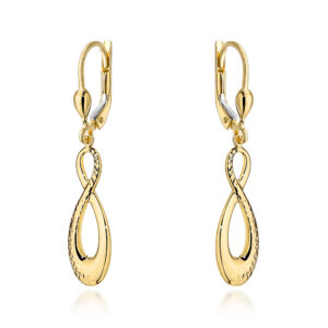 Kolczyki złote znaki nieskończoności zdobione diamentowaniem
