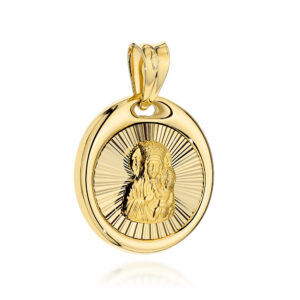 Medalik Matka Boska Częstochowska w diamentowanym kole z gładką ramką