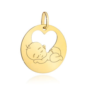 Zawieszka złota kółeczko z sercem i maluszek