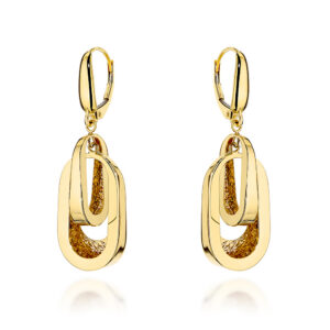 Kolczyki złote podwójne ażurowane owale